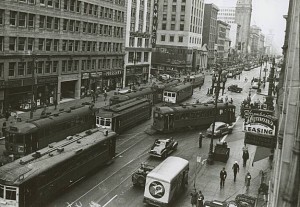 Market Street 1940++The Monadnock Building is on the left. Miranda's office is on the fourth floor.
