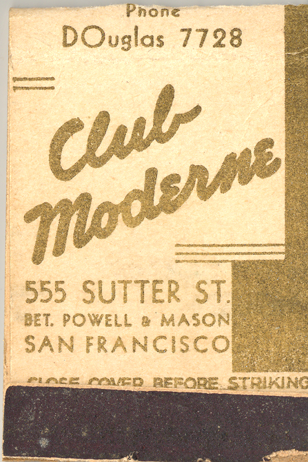 Matchbook from the Club Moderne