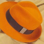 Magnifique! A gorgeous orange sherbet-colored French fedora made in Paris, from my wonderful agent!