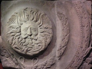 Pediment Deity?++Is this Sulis? Temple pediment.