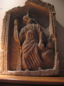 Aquae Sulis Relief++Figure of a woman, from Aquae Sulis. Roman Bath Museum.