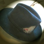 Beautiful thick black Stetson, wide-brim, bought in San Francisco.