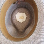 Interior of a vintage straw Dobbs, this one in taupe.